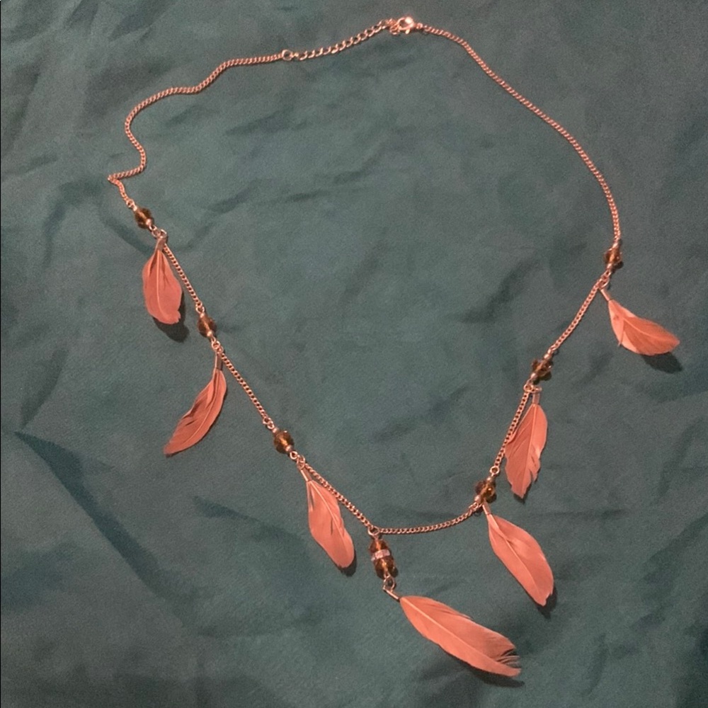 Elegant Feather Necklace with Gold Accents